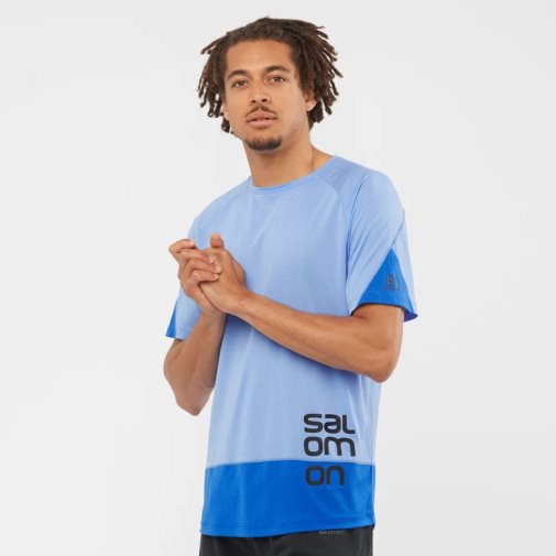 Blue Salomon Cross Run Graphic Short Sleeve Men's T-Shirts | PH 05916U